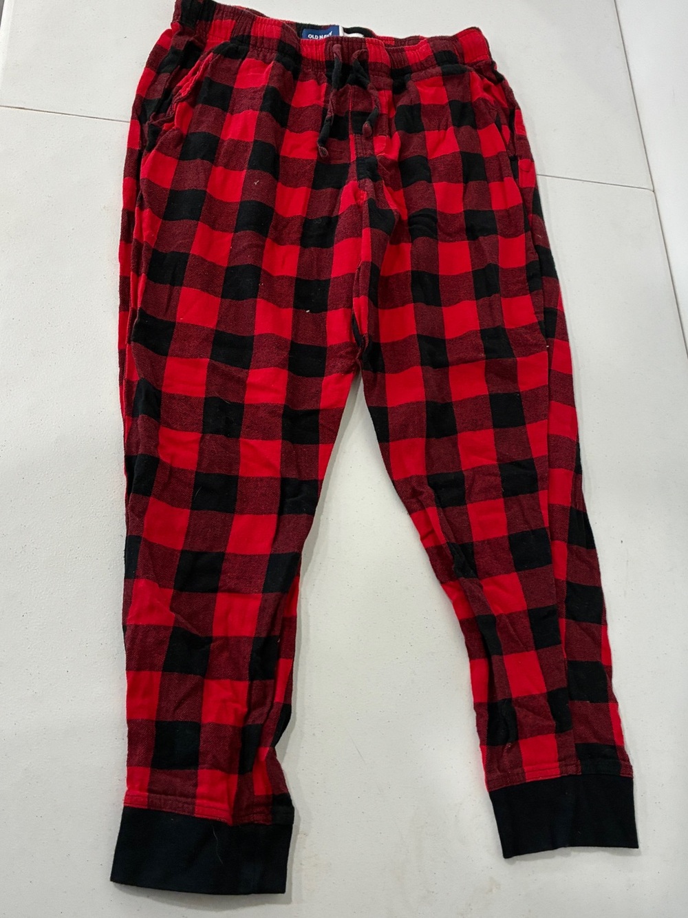 Old Navy Men Flannel Pajamas Joggers Red Black Buffalo Plaid Pants Medium